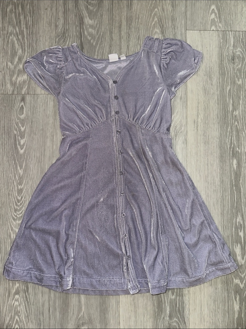 GAP Lavender Velvet Button-Front Fit & Flare Dress